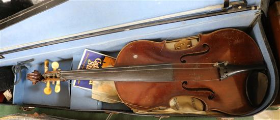 A 19th century German violin, with bow and case